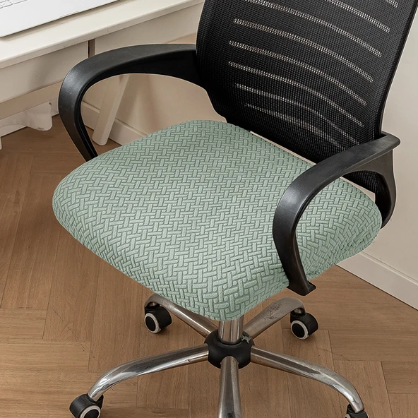 Elastik Ofis Bilgisayar Sandalye Kılıfı - Çam ve Selvi Yeşili (Yıldız Zinciri) - Büyük (45-52cm)