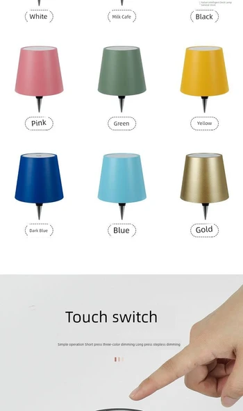LED Şarap Şişesi Masa Lambası - Siyah Silindir - Dokunmatik - USB - Demir - Type-C - 10