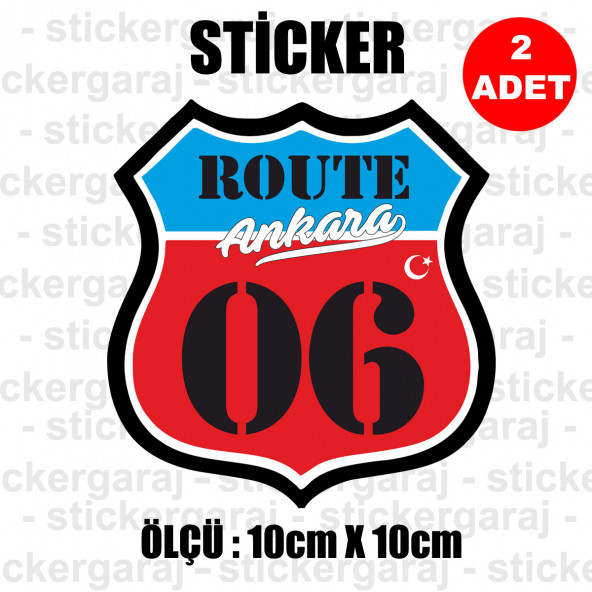 06 ANKARA 2 adet plaka sticker - il sehir rota etiket - kask motosiklet otomobil araba pc laptop bilgisayar cam uyumlu