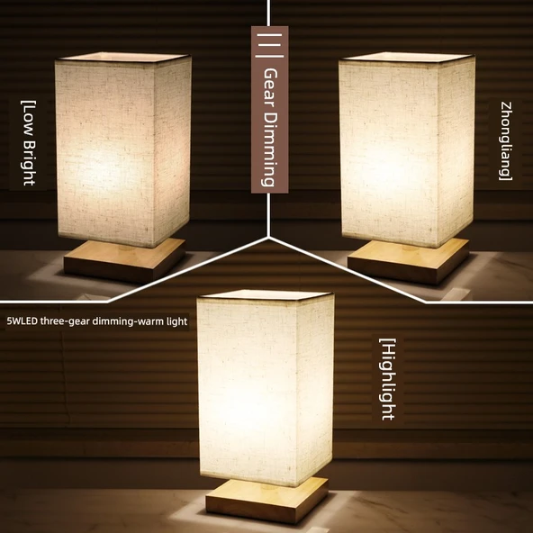 İskandinav Çocuk Odası Gece Lambası - Keten Desenli 5W LED - Dimlenebilir - Düğmeli Anahtar