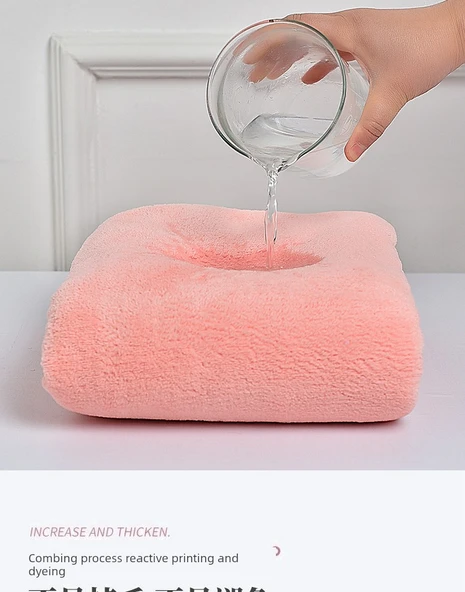 Mercan Kadife Havlu Seti - Pembe (3 Parça) - 9