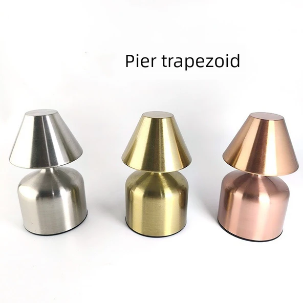 İskandinav Minimalist Metal Trapez Masa Lambası - USB Şarjlı - Dokunmatik - Rose Gold