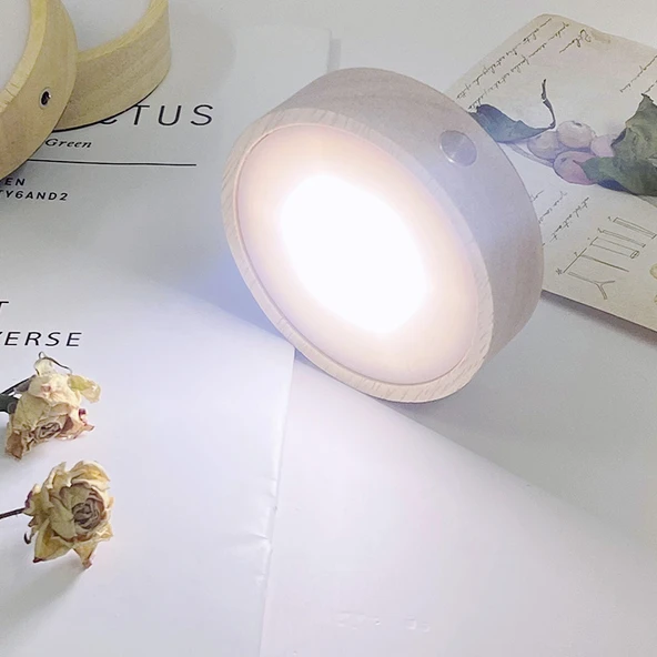 Şarjlı 10cm Beyaz Işıklı LED Bardak Altlığı Lamba (9cm Işık Yuvalı)