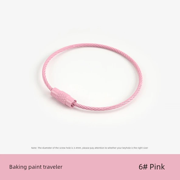 Şeker Renkli Çelik Tel Anahtarlık - Pembe