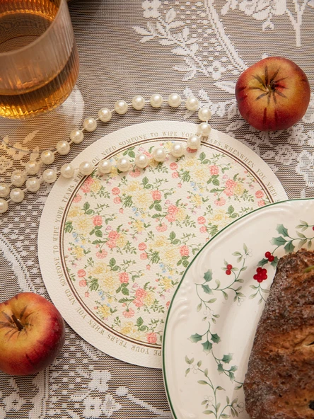 Çiçek Desenli Masa Supla - Bahar Çiçeği Pirinç + Toz - 17cm - 5
