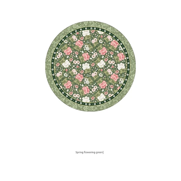 Çiçek Desenli Masa Supla - Bahar Çiçeği Yeşili - 17cm