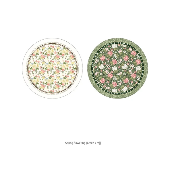 Çiçek Desenli Masa Supla - Bahar Çiçeği Yeşili + m - 17cm