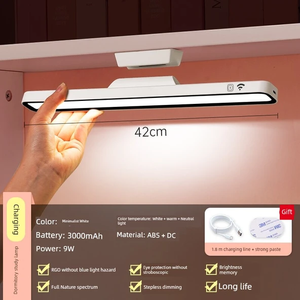 LED Manyetik Şarjlı Masa Lambası - 42cm - Beyaz - 3000mA