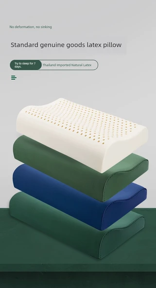 45x28 Standart Lateks Yastık - Sert, Alev Mavi Kılıflı, 7-9cm - 7
