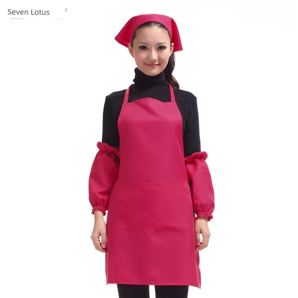 Leke Tutmaz Önlük Kol Seti - Kırmızı (Model 2)