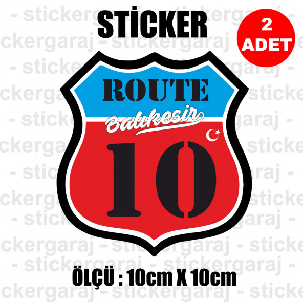 10 BALIKESİR 2 adet plaka sticker - il sehir rota etiket - ürün görseli