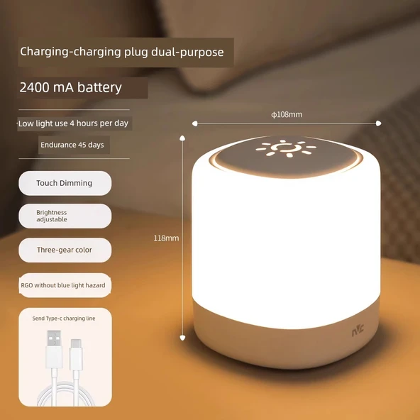 Bebek Odası Gece Lambası - Dokunmatik Dimleme - 2400mAh (1.5 Ay)