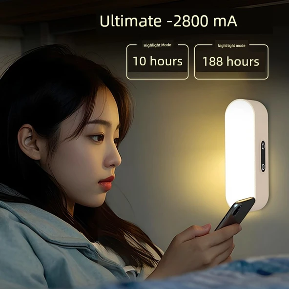 Manyetik LED Gece Lambası - Dokunmatik, 5 Renk, Kademesiz Dimleme, 2800mA, C Port