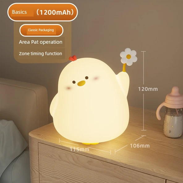 Silikon Çocuk Odası Gece Lambası - MengMeng Tavuk [Paipai] - Klasik Paket