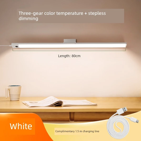 Duvara Monte LED Masa Lambası - El Hareketi Anahtarlı - Beyaz - 80cm - Döner Braketli