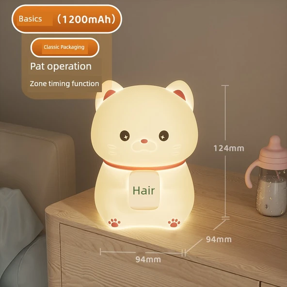 Silikon Çocuk Odası Gece Lambası - Şanslı Kedi [Paipai] - Klasik Paket