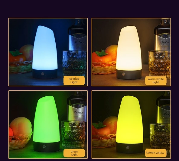 Şarj Edilebilir LED Bar Masa Lambası - Sabit Renkli, Gradyan, Type-C Hızlı Şarj, Düğmeli Anahtar - 10