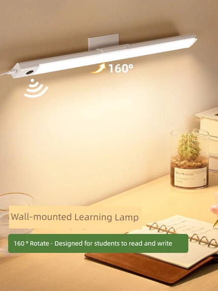 Duvara Monte LED Masa Lambası - El Hareketi Anahtarlı - Beyaz - 80cm - Döner Braketli - 4
