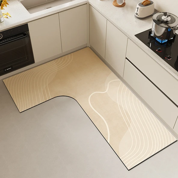 L Şeklinde Diatomit Mutfak Halısı - 90*135*45cm - Puslu