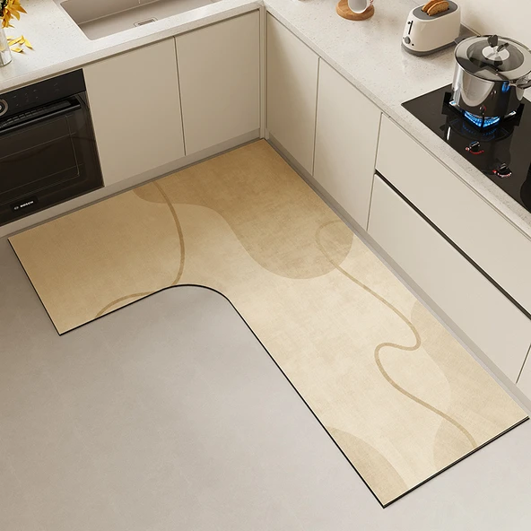 L Şeklinde Diatomit Mutfak Halısı - 90*135*45cm - Puslu