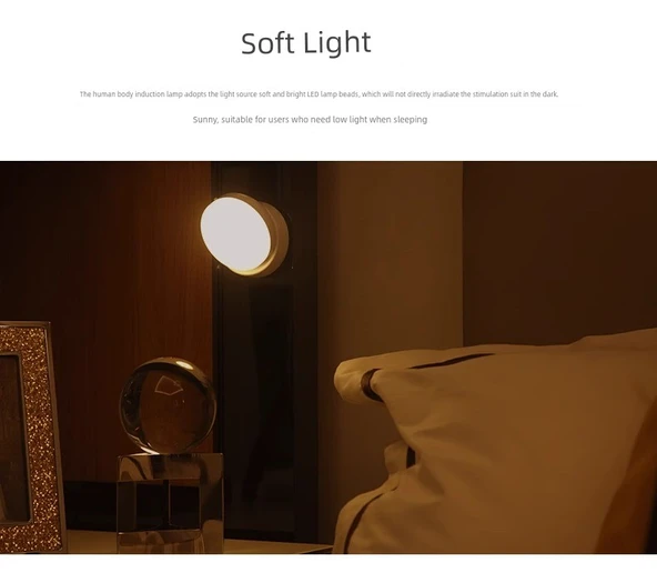 2'li Paket Hareket Sensörlü LED Gece Lambası - Şarjlı Fildişi Beyaz - Sıcak Sarı Işık - 10