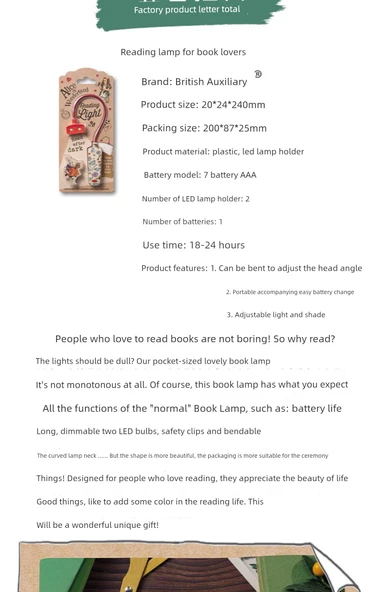 Taşınabilir LED Kitap Okuma Lambası - Düğmeli - İyi Gün - Resim 8