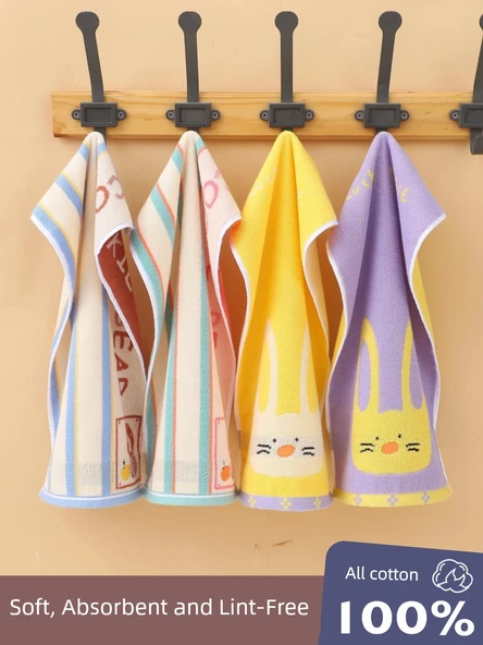 Çocuk Havlusu 50x25cm - 2'li Uzun Kulaklı Tavşan Sarı ve Mor - 4