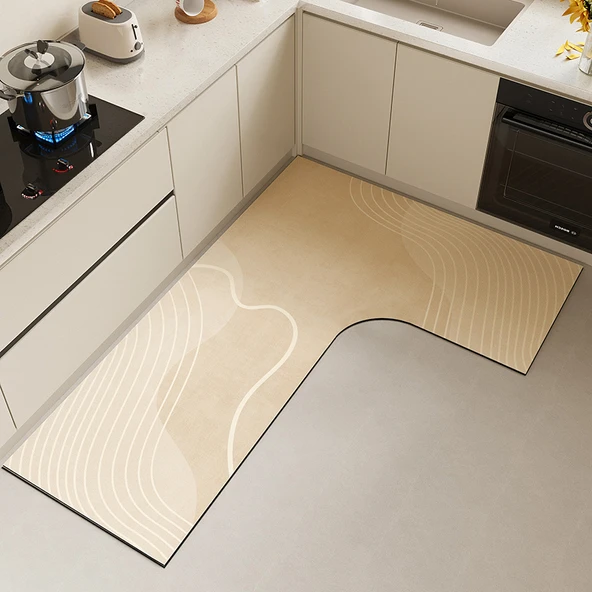 L Şeklinde Diatomit Mutfak Halısı - 80*120*45cm - Puslu