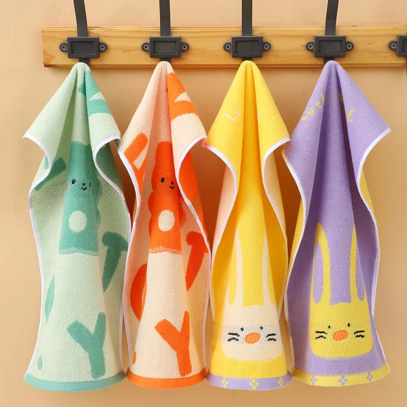 Çocuk Havlusu 50x25cm - 4'lü Lyme Tavşanı Karışık Renkli ve Uzun Kulaklı Tavşan Karışık Renkli
