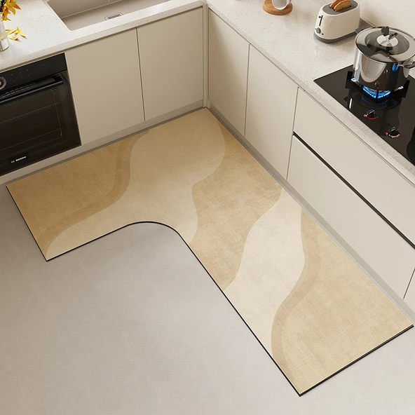 L Şeklinde Diatomit Mutfak Halısı - 120*180*45cm - Puslu
