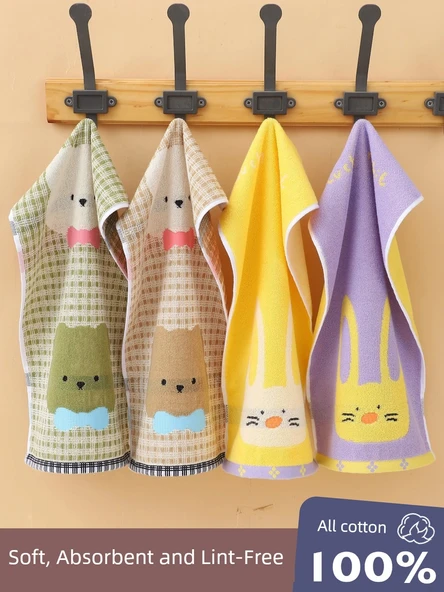 Çocuk Havlusu 50x25cm - 2'li Lyme Tavşanı Yeşil ve Turuncu - 2