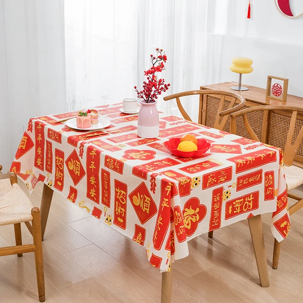 Uğurlu Ruyi Desenli PEVA Masa Örtüsü - 137x180 cm - 48'li Paket