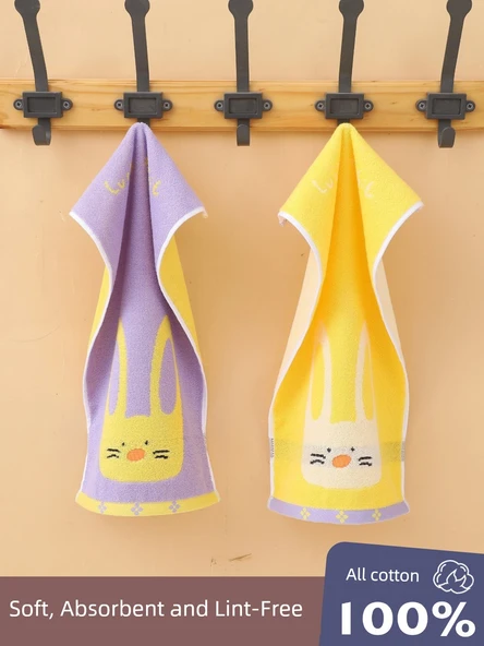 Çocuk Havlusu 50x25cm - 2'li Lyme Tavşanı Yeşil ve Turuncu - 6