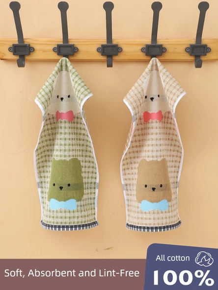 Çocuk Havlusu 50x25cm - 2'li Uzun Kulaklı Tavşan Sarı ve Mor - 5