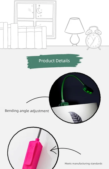 Taşınabilir LED Kitap Okuma Lambası - Düğmeli - İyi Gün - Resim 11