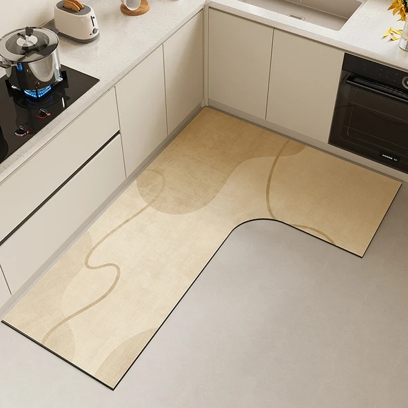L Şeklinde Diatomit Mutfak Halısı - 90*135*45cm - Puslu