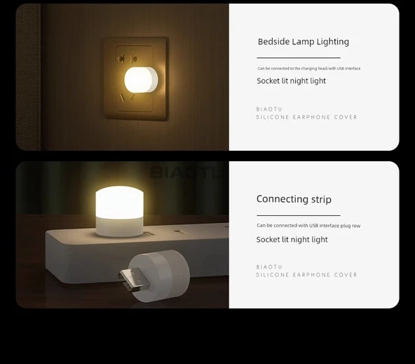 Mini USB LED Gece Lambası - Gün Işığı - 5'li Paket - 9
