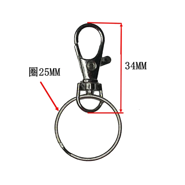 Gümüş Renk Anahtarlık Klipsi - 5 Adet - 25mm Halkalı
