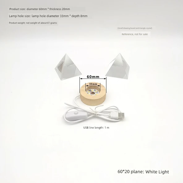 LED Ahşap Kristal Küre Lamba Tutucu - 60*20 - Beyaz Işık - 33 Delikli