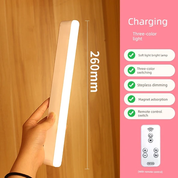 Manyetik LED Kitap Okuma Lambası - Etiketsiz 26cm - Uzaktan Kumandalı Üç Renkli
