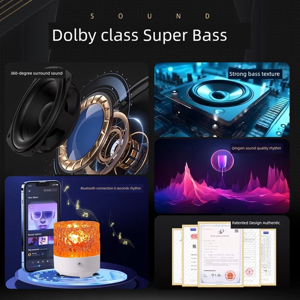 LED Bluetooth Ses Projektörlü Gece Lambası - Bluetooth Sesli Atmosfer Işığı + Şarjlı Kumanda + 17 Renk - 5