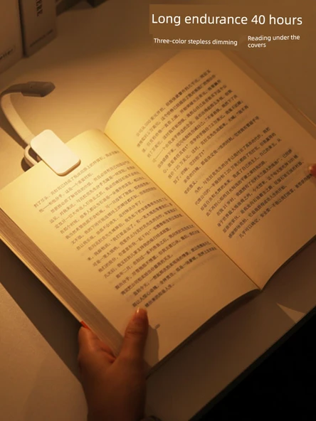 Mini LED Klipsli Başucu Lambası - Üç Renkli Siyah Pilli - 2