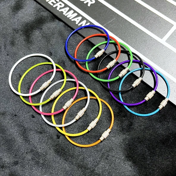 5cm Çelik Anahtarlık - Karışık Renkli Kauçuk Halkalı - 2 Adet