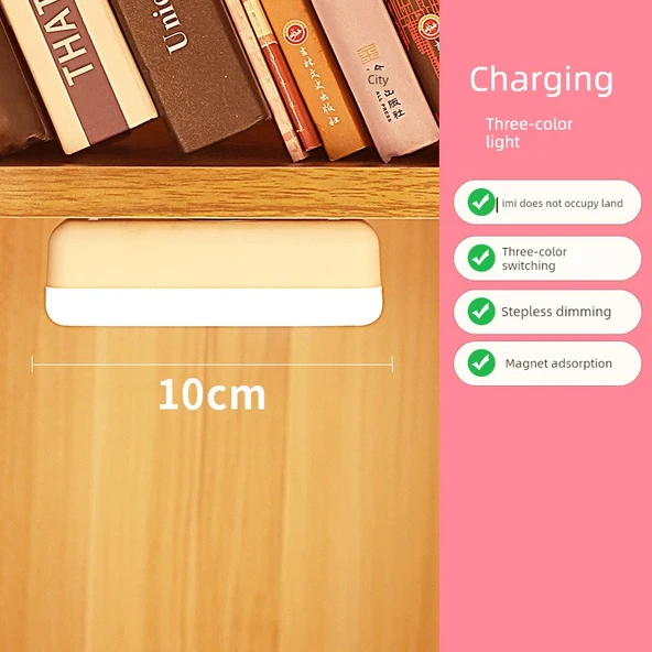 Manyetik LED Kitap Okuma Lambası - Etiketsiz 10cm - Düğmeli Üç Renkli