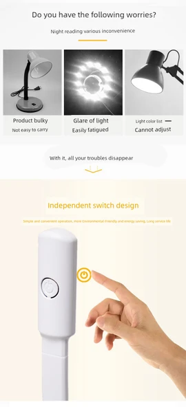 Mini LED Klipsli Başucu Lambası - Üç Renkli Siyah Pilli - 8