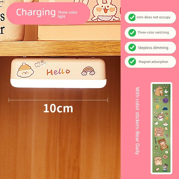 Manyetik LED Kitap Okuma Lambası - Etiketli 10cm - Düğmeli Üç Renkli