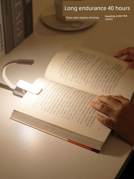 Mini LED Klipsli Başucu Lambası - Üç Renkli Siyah Pilli - 5