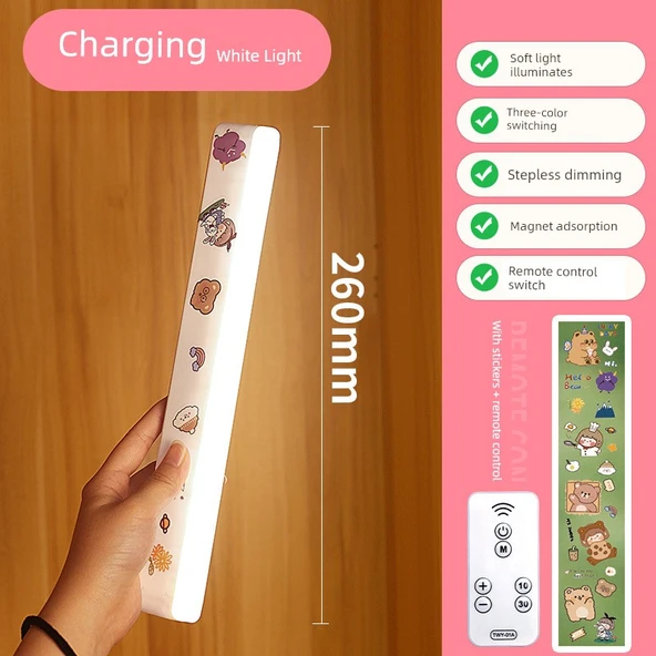 Manyetik LED Kitap Okuma Lambası - Etiketli 26cm - Uzaktan Kumandalı Üç Renkli