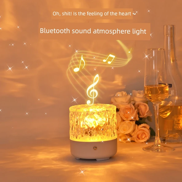 LED Bluetooth Ses Projektörlü Gece Lambası - Ahşap Desenli + Bluetooth Sesli Yıldız Işığı + Şarjlı Kumanda + 17 Aurora - 2