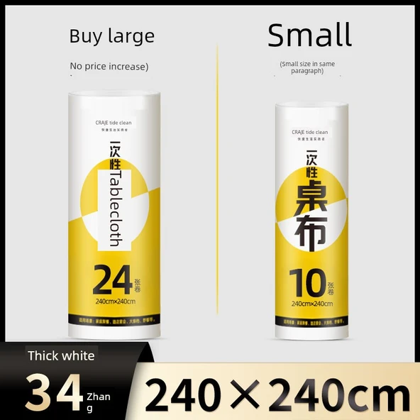 Kalın Tek Kullanımlık Masa Örtüsü - Beyaz 240x240cm (34 Adet)